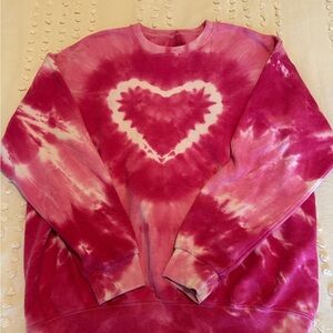 urban outfitters Pink Tie-Dye Heart Sweater